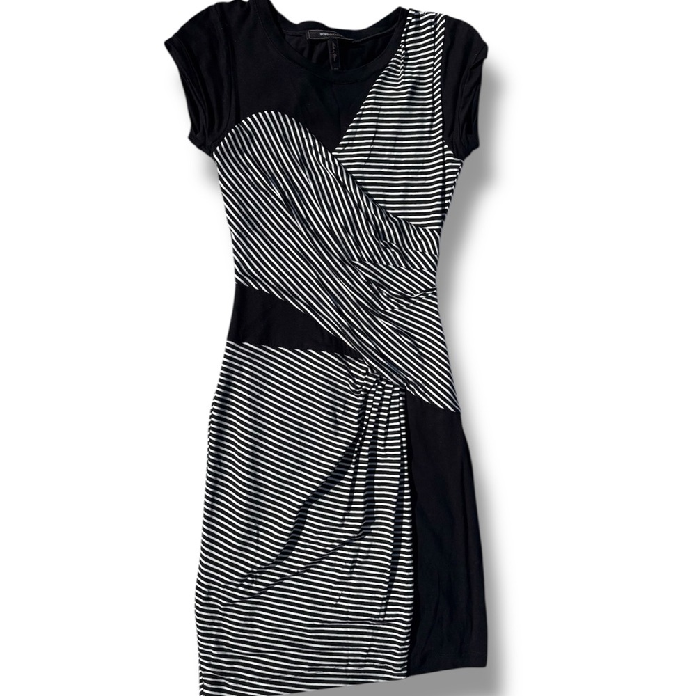 BCBG Max Azria Black & White Stripe Dress XXS